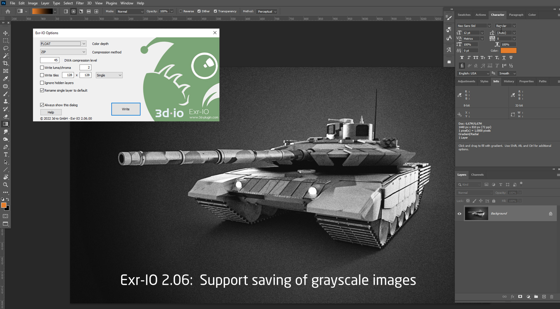 Exr-IO v2.06 Grayscale file linking support Exr-IO v2.06 Grayscale file linking support